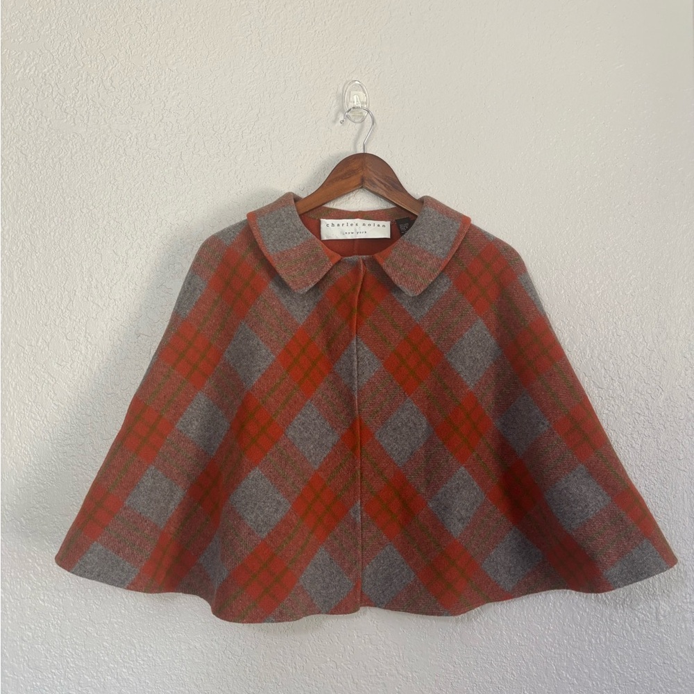 Charles Nolan Wool Blend Plaid Cape